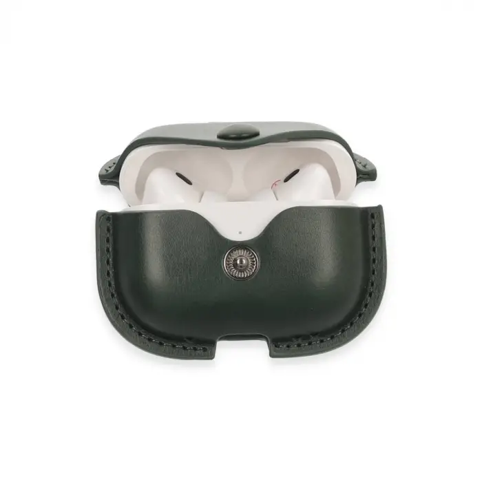 Airpods Pro 2 (2.nesil) Çanta Deri Kılıf - Haki Yeşil