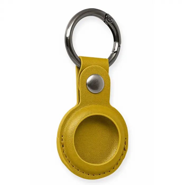 Airtag Anahtarlık Deri Kılıf - Sarı