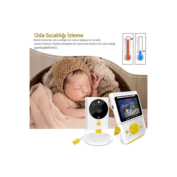 Akıllı Bebek Kamerası Monitörlü Karşılıklı Konuşma Özellikli Sıcaklık İzleme 2.4 İnç Bebek Kamerası