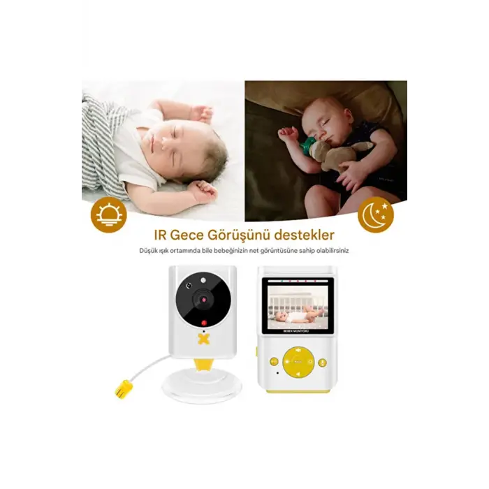 Akıllı Bebek Kamerası Monitörlü Karşılıklı Konuşma Özellikli Sıcaklık İzleme 2.4 İnç Bebek Kamerası