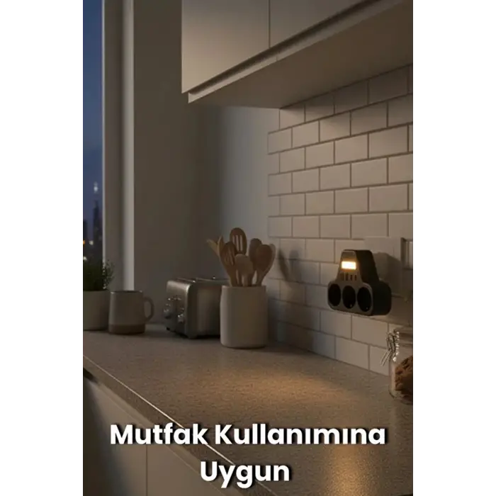 Akım Korumalı Priz Gece Lambalı 3’lü Priz 2xusb 2xtype-c Çıkışlı Grup Priz Çoğaltıcı