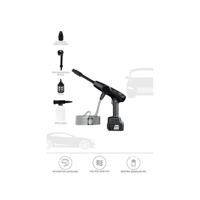 Akülü Şarjlı Yüksek Basınçlı Oto Araba Bahçe Yıkama,temizleme Su Sı