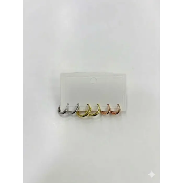 Altılı Çok Renkli  Halka Küpe