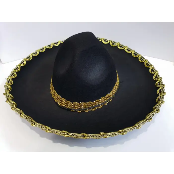 Altın Renk Şeritli Meksika Mariachi Latin Şapkası 55 Cm Çocuk
