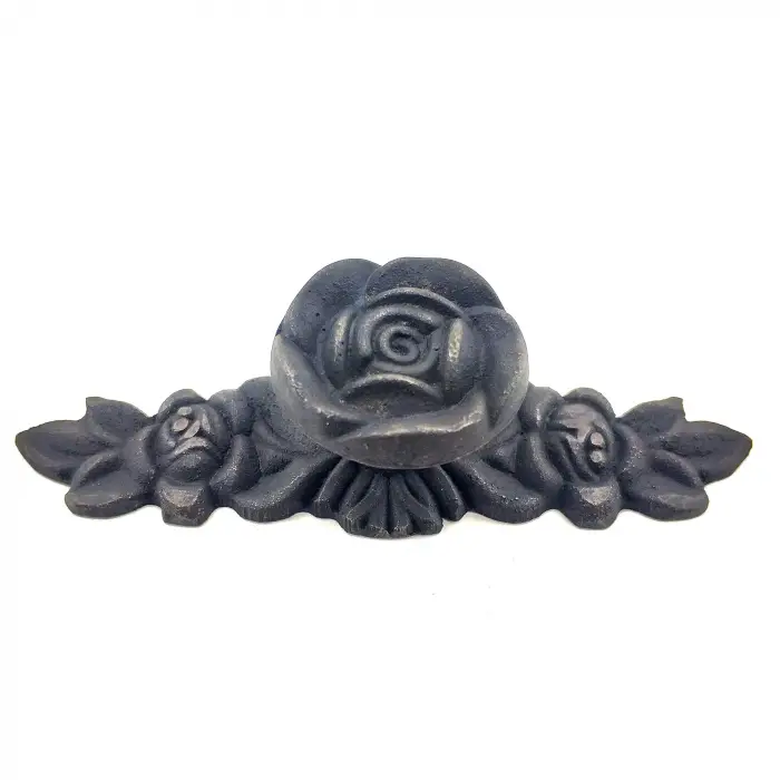 Antika Tarz Dekoratif Pirinç Gül Düğme - 30x100 Mm, Oksit