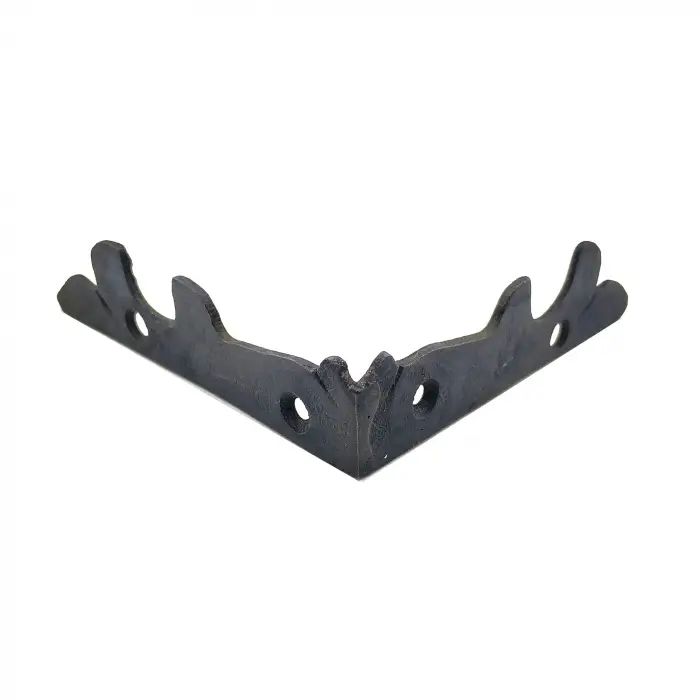 Antika Tarz Dekoratif Pirinç Lale Köşe Gönye - Yan, 105x105 Mm, Oksit