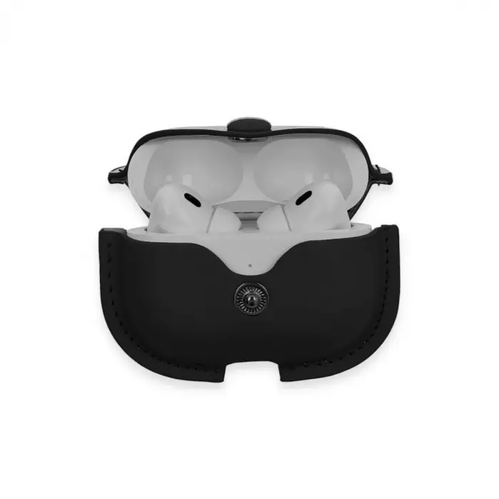 Apple Airpods Pro 2 (2.nesil) Çanta Deri Kılıf - Siyah
