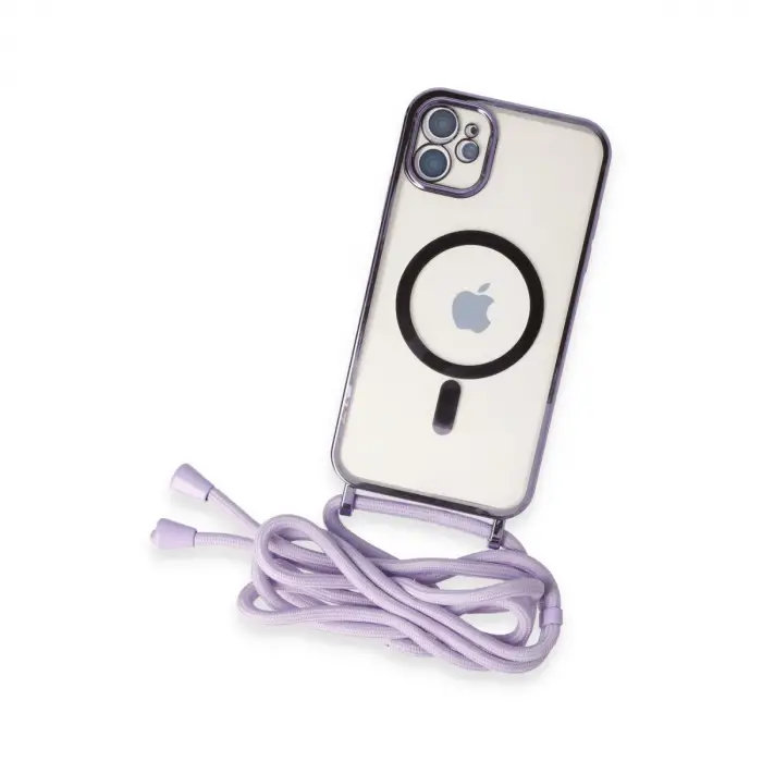 Apple İphone 11 Kılıf Divo Lazer Askılı Magsafe Kapak - Lila