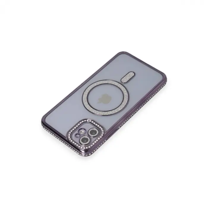 Apple İphone 11 Kılıf Joke Simli Magneticsafe Kılıf - Derin Mor