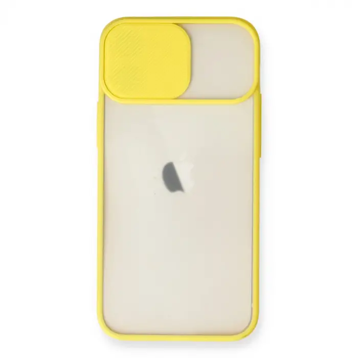 Apple İphone 11 Kılıf Palm Buzlu Kamera Sürgülü Silikon - Sarı