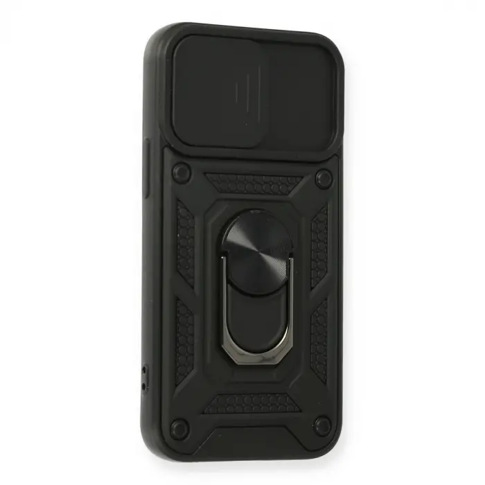 Apple İphone 11 Kılıf Pars Lens Yüzüklü Silikon - Siyah