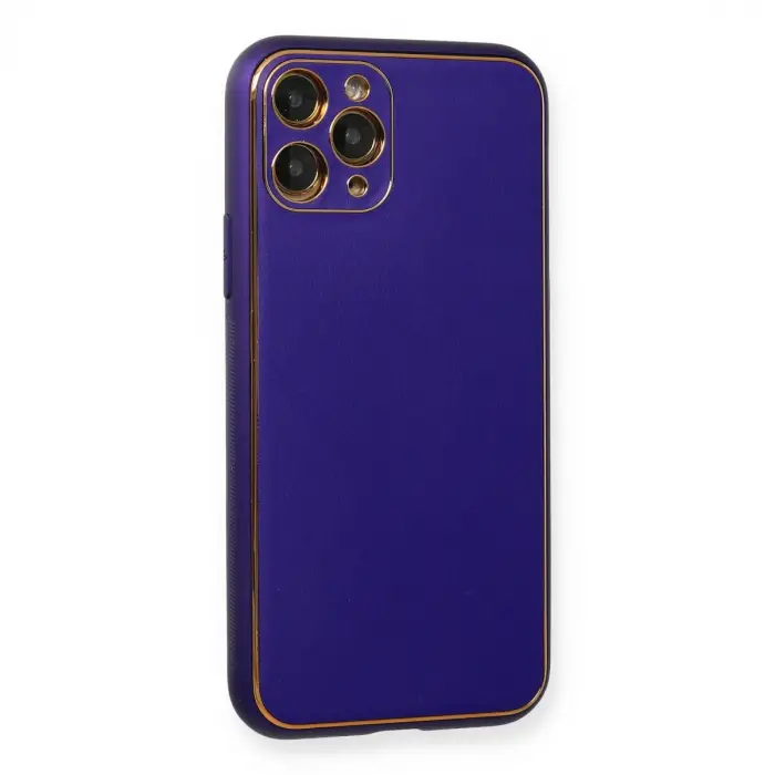Apple İphone 11 Pro Kılıf Coco Deri Silikon Kapak - Mor