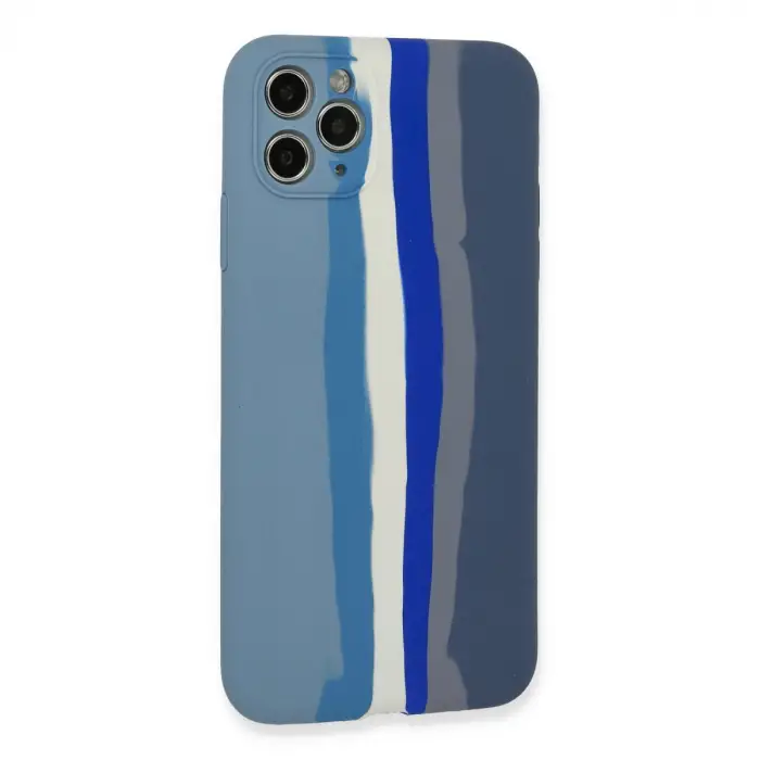 Apple İphone 11 Pro Kılıf Ebruli Lansman Silikon - Mavi-gri