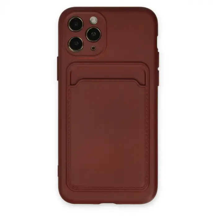 Apple İphone 11 Pro Kılıf Kelvin Kartvizitli Silikon - Bordo