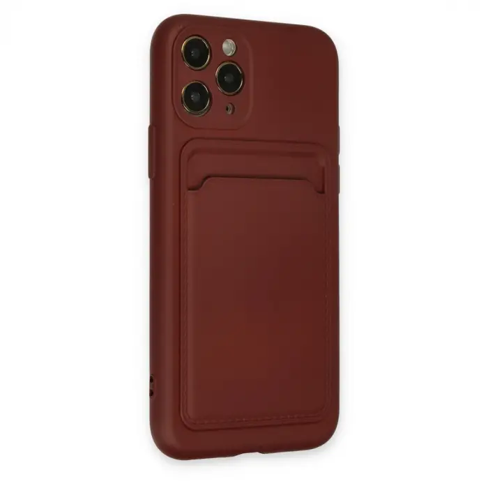 Apple İphone 11 Pro Kılıf Kelvin Kartvizitli Silikon - Bordo