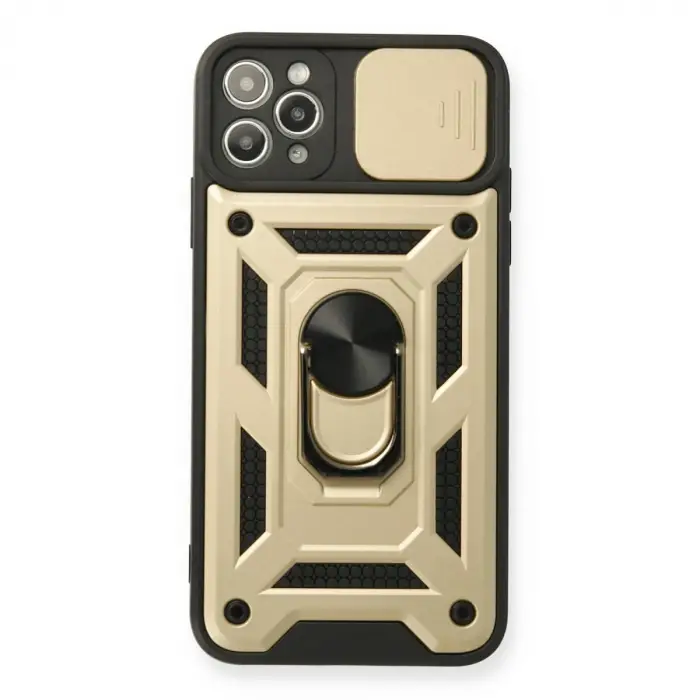Apple İphone 11 Pro Kılıf Pars Lens Yüzüklü Silikon - Gold