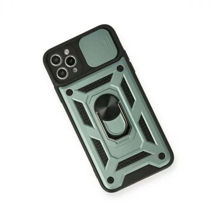 Apple İphone 11 Pro Kılıf Pars Lens Yüzüklü Silikon - Yeşil