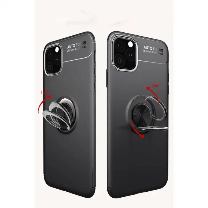 Apple İphone 11 Pro Kılıf Range Yüzüklü Silikon - Siyah-mavi