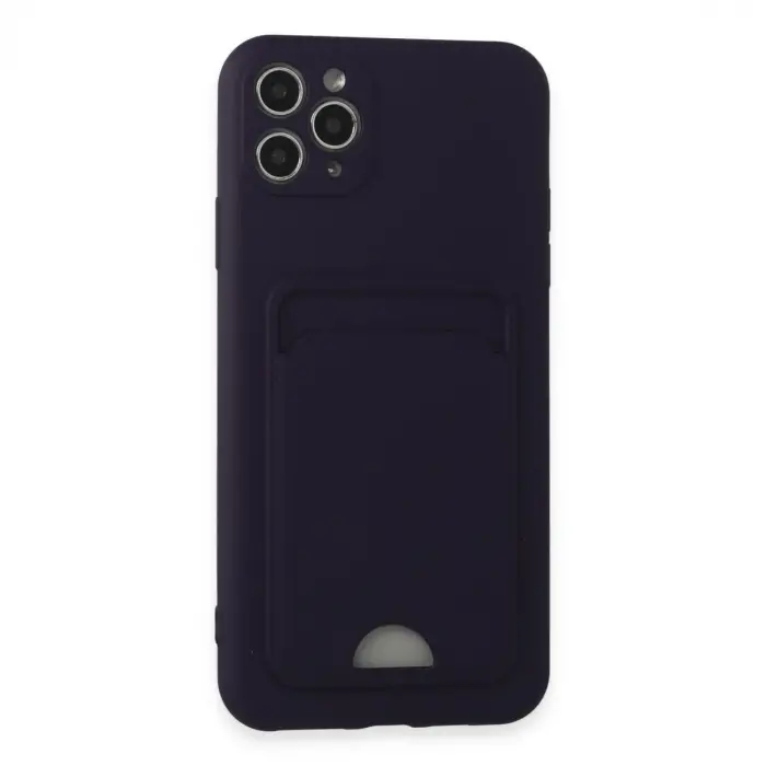 Apple İphone 11 Pro Max Kılıf Kelvin Kartvizitli Silikon - Derin Mor