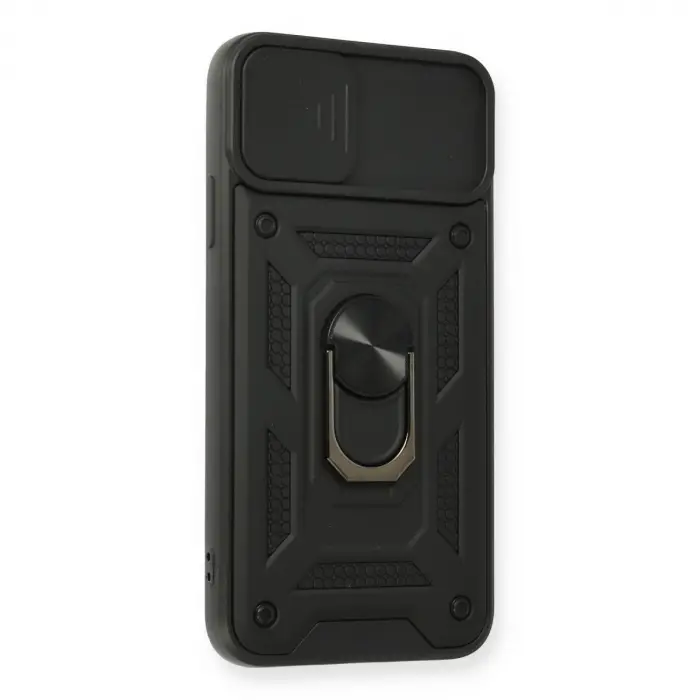 Apple İphone 11 Pro Max Kılıf Pars Lens Yüzüklü Silikon - Siyah