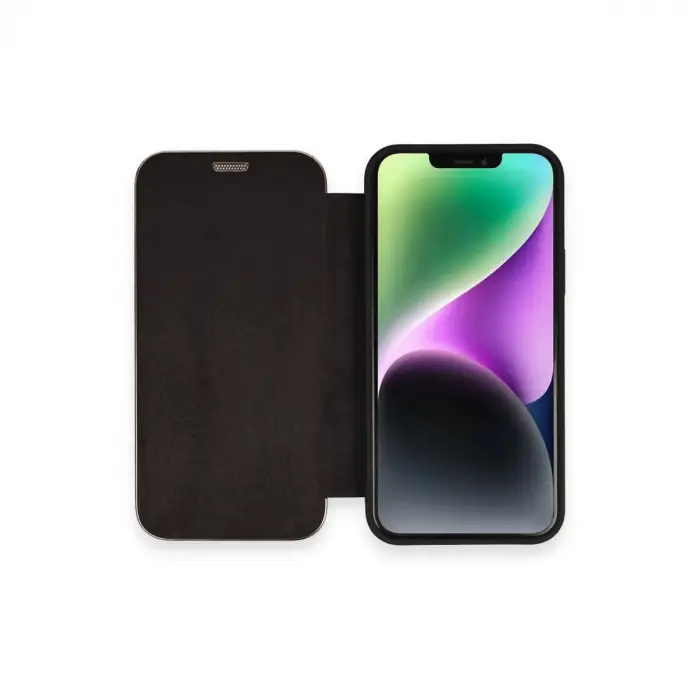 Apple İphone 12 Kılıf Dolpin Kapaklı - Siyah