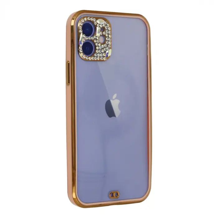 Apple İphone 12 Kılıf Liva Taşlı Silikon - Pembe