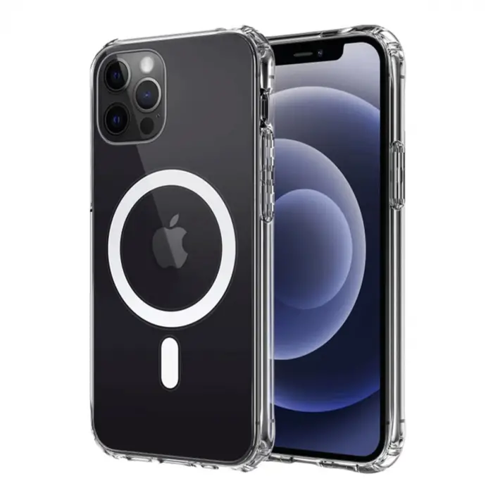 Apple İphone 12 Kılıf Magneticsafe Şeffaf Silikon - Şeffaf