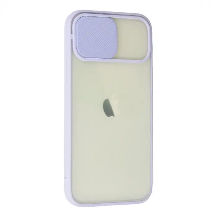 Apple İphone 12 Kılıf Palm Buzlu Kamera Sürgülü Silikon - Lila