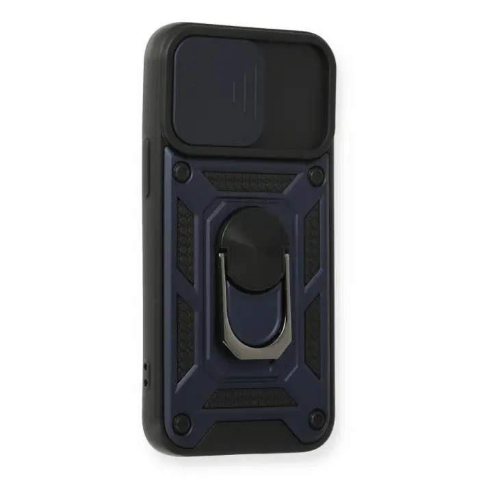 Apple İphone 12 Mini Kılıf Pars Lens Yüzüklü Silikon - Lacivert