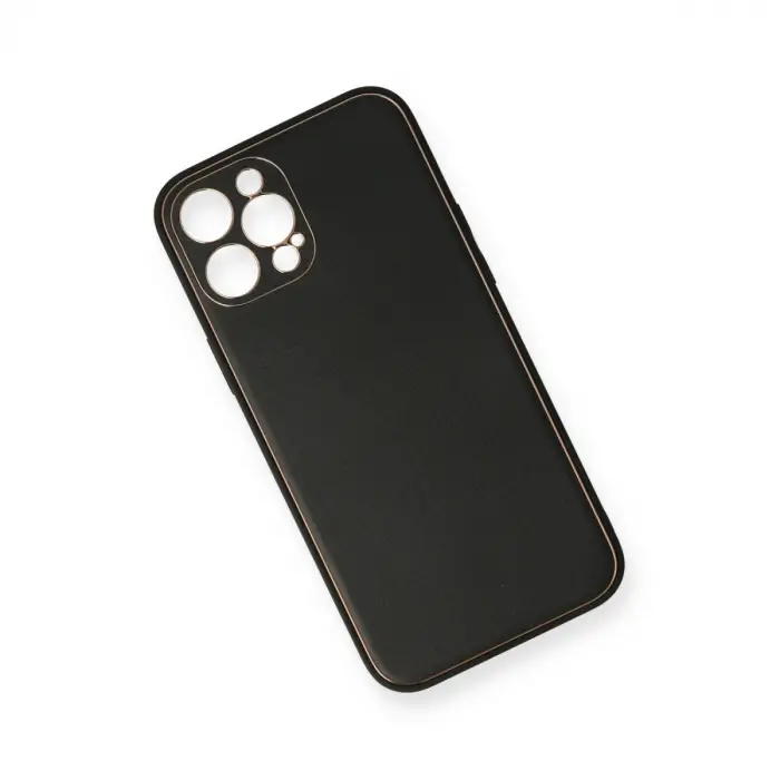 Apple İphone 12 Pro Kılıf Coco Deri Silikon Kapak - Siyah