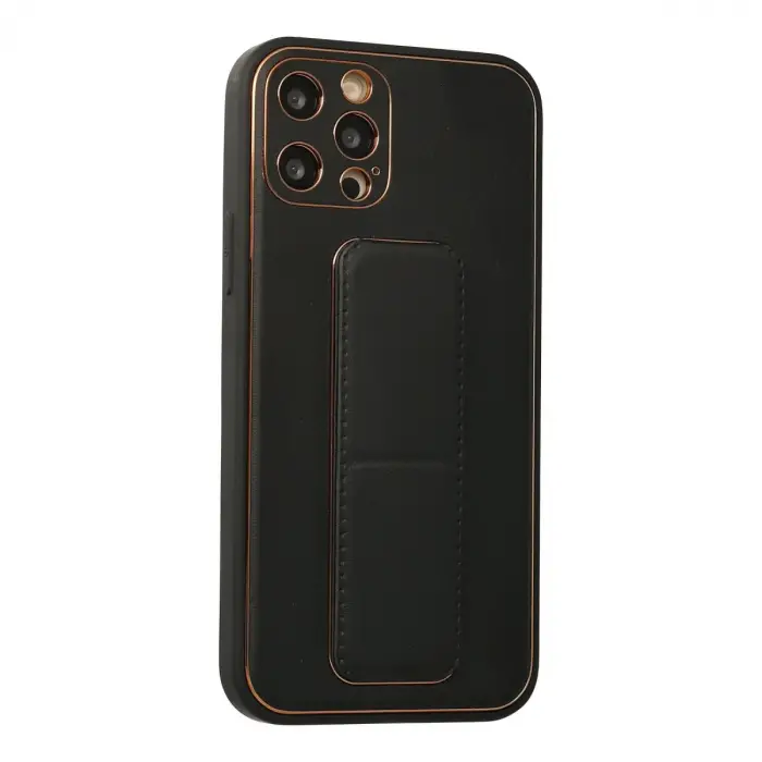 Apple İphone 12 Pro Kılıf Coco Deri Standlı Kapak - Siyah