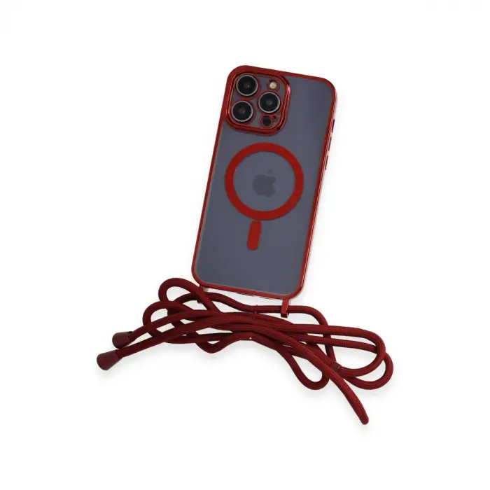 Apple İphone 12 Pro Kılıf Divo Lazer Askılı Magsafe Kapak - Kırmızı