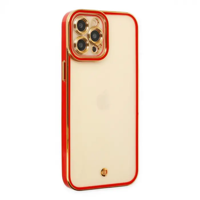 Apple İphone 12 Pro Kılıf Liva Lens Silikon - Kırmızı