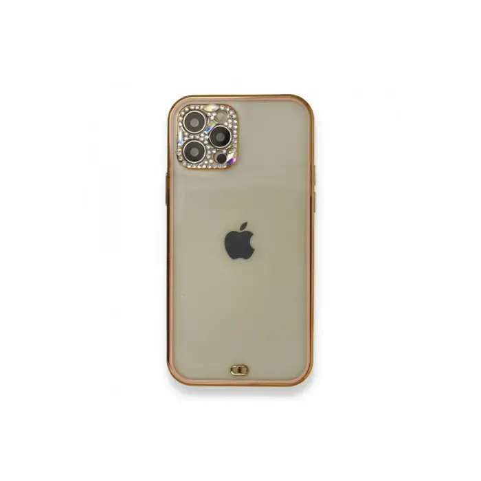 Apple İphone 12 Pro Kılıf Liva Taşlı Silikon - Pembe
