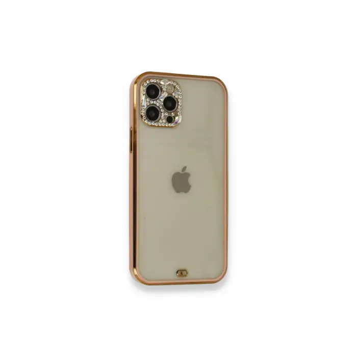 Apple İphone 12 Pro Kılıf Liva Taşlı Silikon - Pembe