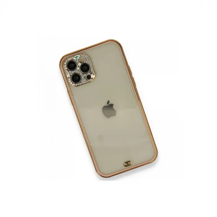 Apple İphone 12 Pro Kılıf Liva Taşlı Silikon - Pembe