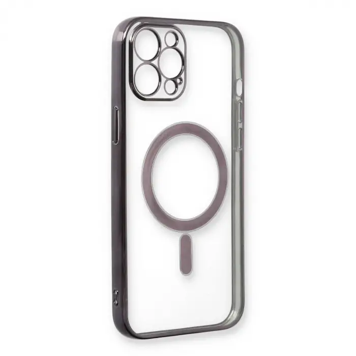 Apple İphone 12 Pro Kılıf Magneticsafe Lazer Silikon - Siyah