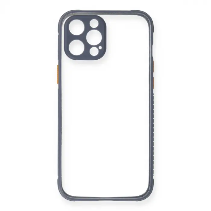 Apple İphone 12 Pro Kılıf Miami Şeffaf Silikon - Gri