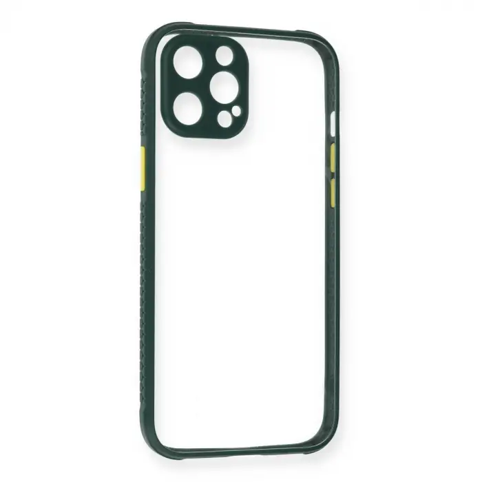 Apple İphone 12 Pro Kılıf Miami Şeffaf Silikon - Koyu Yeşil