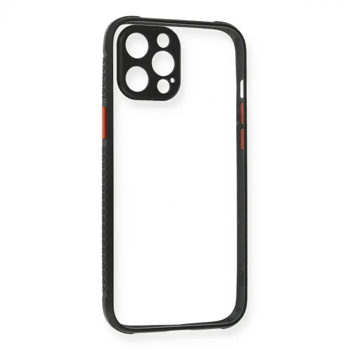 Apple İphone 12 Pro Kılıf Miami Şeffaf Silikon - Siyah