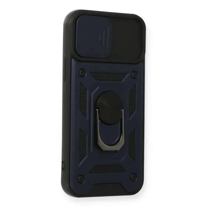 Apple İphone 12 Pro Kılıf Pars Lens Yüzüklü Silikon - Lacivert