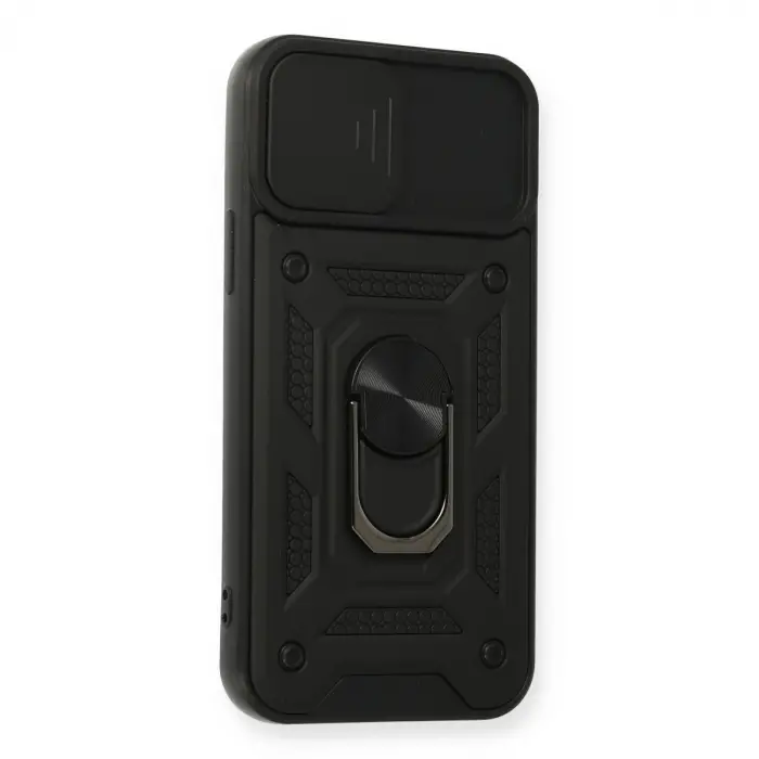 Apple İphone 12 Pro Kılıf Pars Lens Yüzüklü Silikon - Siyah