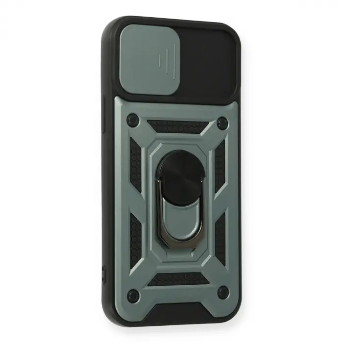 Apple İphone 12 Pro Kılıf Pars Lens Yüzüklü Silikon - Yeşil