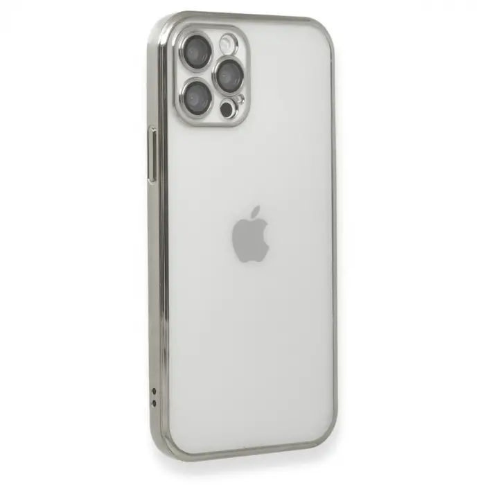 Apple İphone 12 Pro Kılıf Razer Lensli Silikon - Gümüş