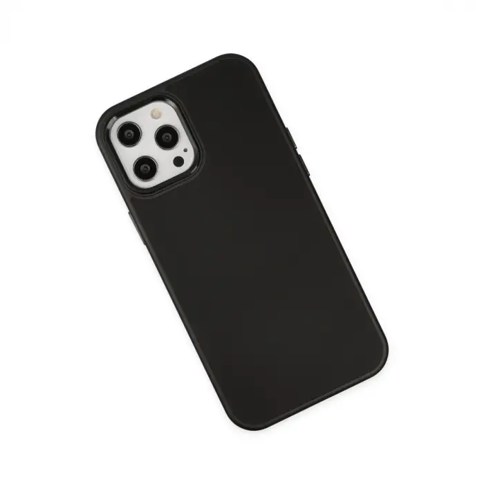 Apple İphone 12 Pro Max Kılıf Asya Deri Silikon - Siyah