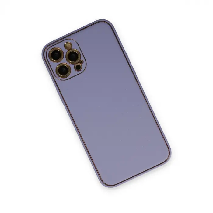 Apple İphone 12 Pro Max Kılıf Coco Deri Silikon Kapak - Açık Lila