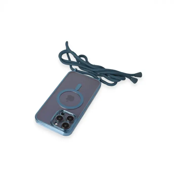 Apple İphone 12 Pro Max Kılıf Divo Lazer Askılı Magsafe Kapak - Sierra Blue