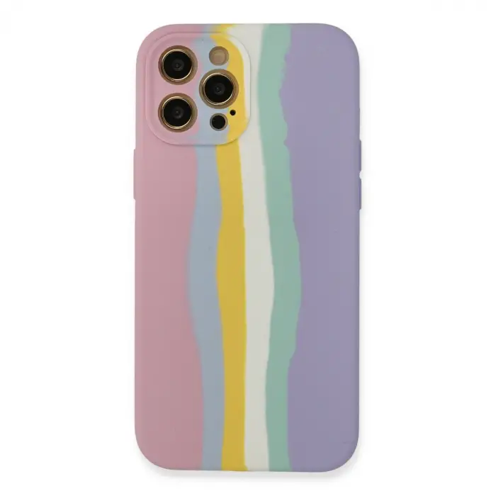 Apple İphone 12 Pro Max Kılıf Ebruli Lansman Silikon - Pembe-lila