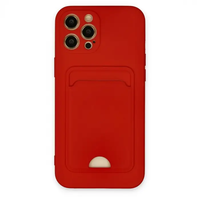 Apple İphone 12 Pro Max Kılıf Kelvin Kartvizitli Silikon - Kırmızı