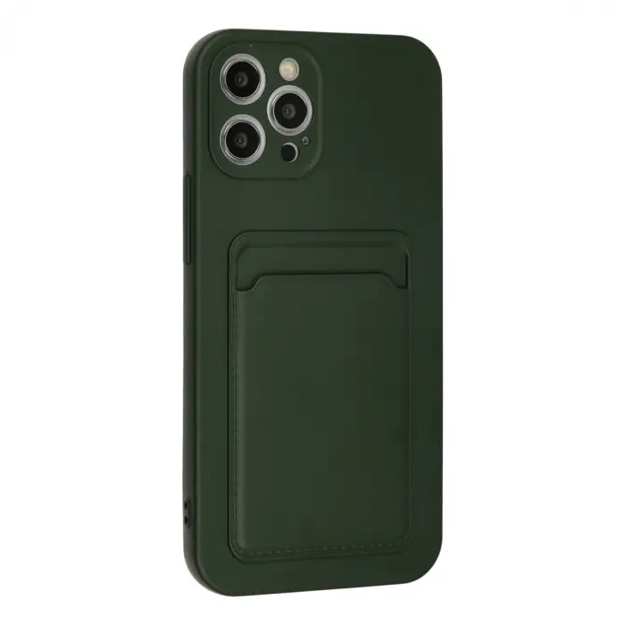 Apple İphone 12 Pro Max Kılıf Kelvin Kartvizitli Silikon - Koyu Yeşil